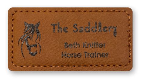 Brown leather name badge 